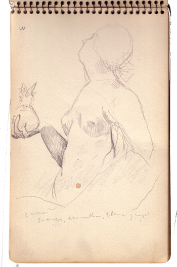 Nude woman with a fruit